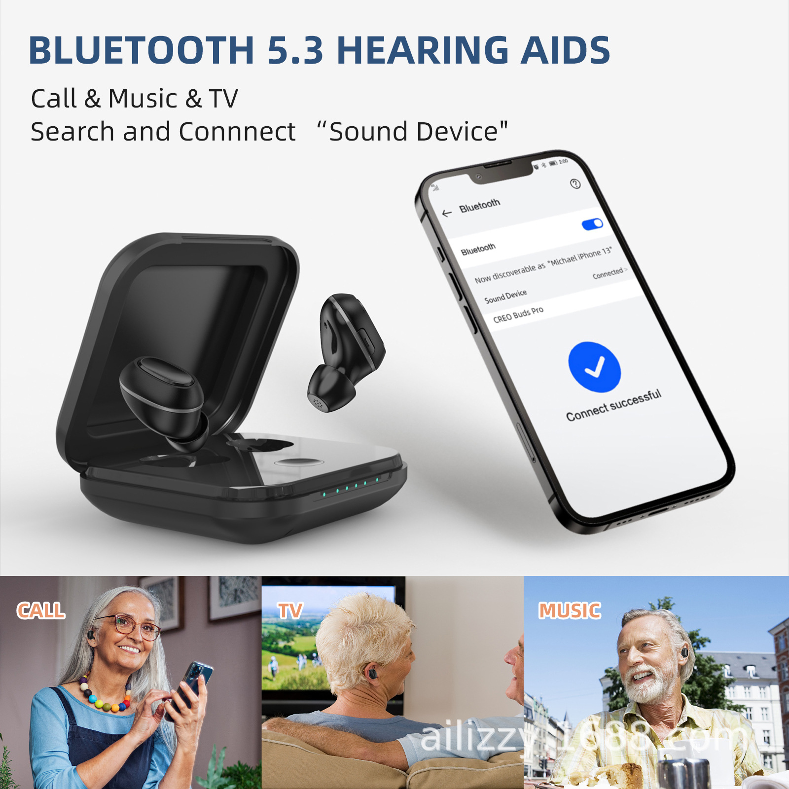 Factory direct 16-channel digital Bluetooth hearing aid in-ear invisible noise reduction rechargeable hearing aid for the elderly