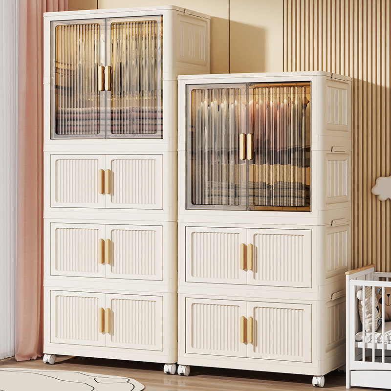Installation-Free Children's Wardrobe Baby Clothes Storage Cabinet Baby Wardrobe Multi-Layer Plastic Household Finishing Storage Cabinet