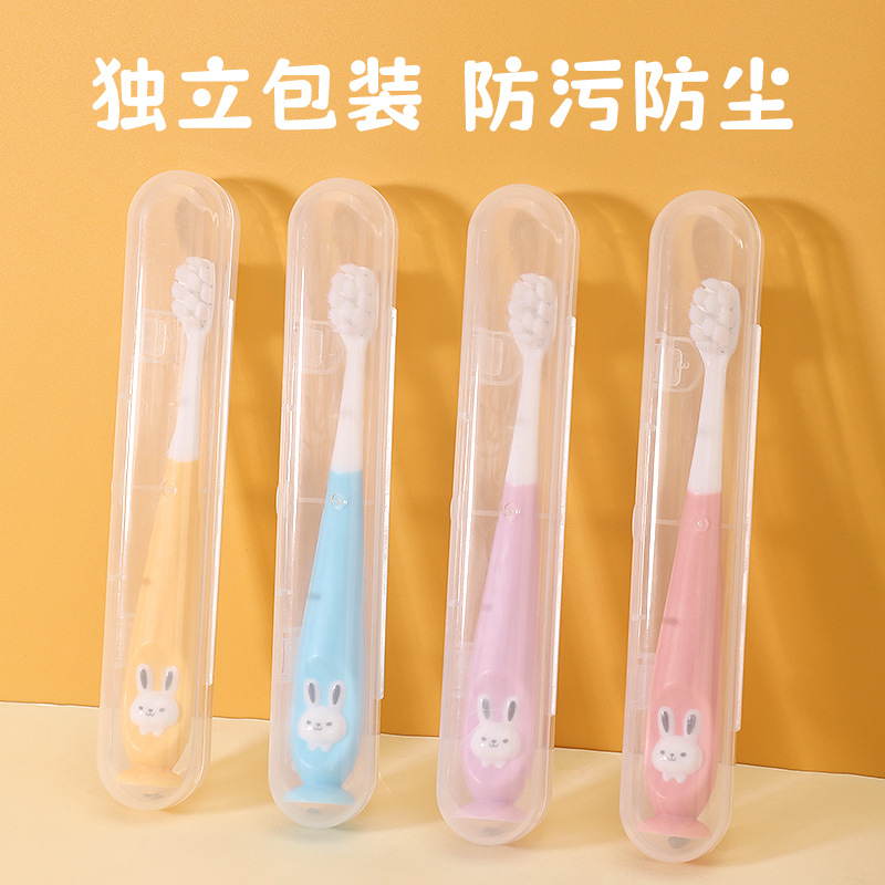 Infant Toothbrush Cartoon Rabbit Hair Transplant Soft Bristle Toothbrush 1-12 Years Old Baby Soft Hair Oral Cleaning Toothbrush Box