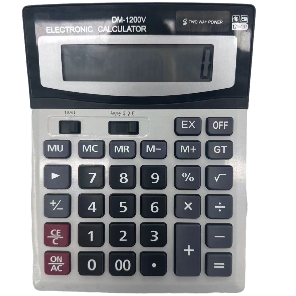 Solar 1200V Large Size Pressing Button 12 Digits Aluminum Surface Metal Calculator Desktop Financial Office Supplies Wholesale