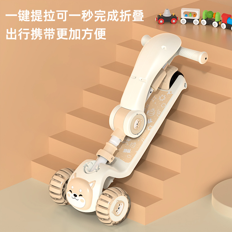 Foreign Trade Spot Wholesale Children's Scooter Factory Direct Sales Male and Female Baby Three-In-One Sliding Folding Scooter