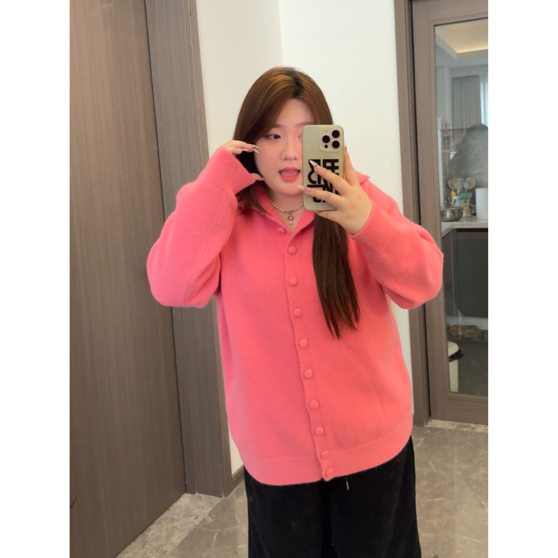 Winter New Lazy Style Loose Chubby Cardigan Women's Styky plus size All-match Sweater Yellow Green pink