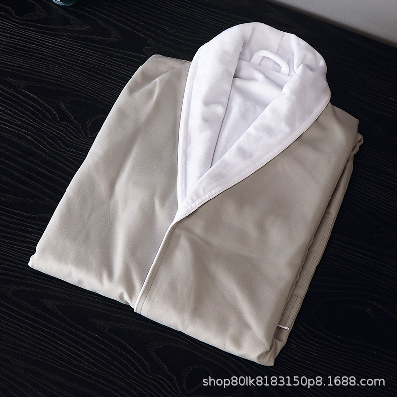 Five-star hotel bathrobe waffle men's and women's long high-grade double-layer bathrobe beauty salon bathrobe homestay nightgown