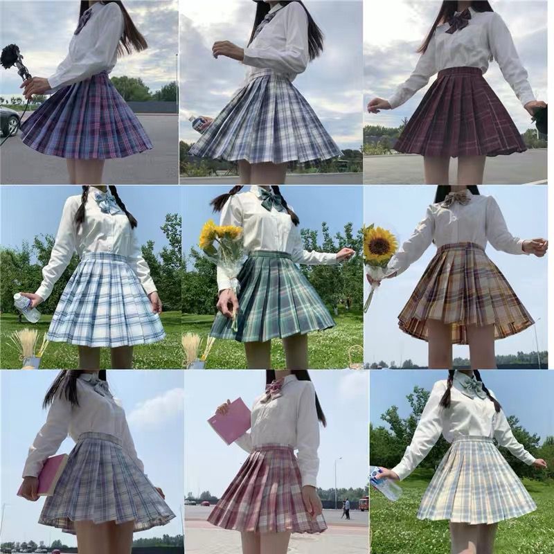 Original genuine JK uniform gentle JK plaid skirt shahua pleated skirt student college style suit chorus class uniform