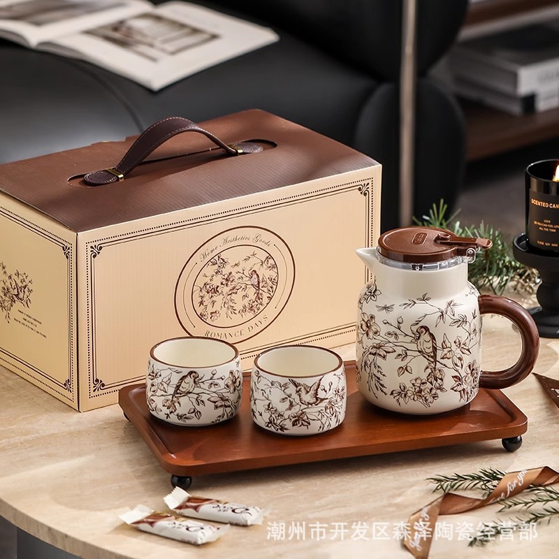 French Style Tea Set suit Household Kettle Hospitality Tea Cup Set of Light Luxury High-end New House Housewarming Gift Box for Gift