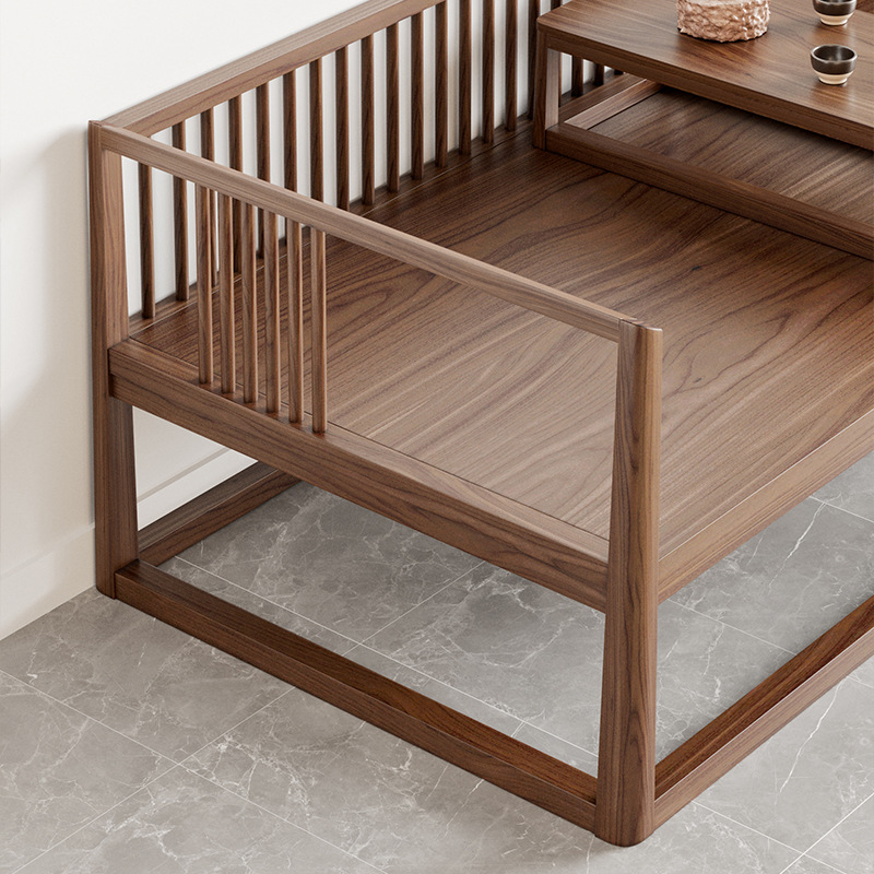 New Chinese-style Luohan Bed Retractable Full Solid Wood Push-pull Bed Foldable Dual-purpose Sleeping Sleeping Small Apartment Box Sofa Bed