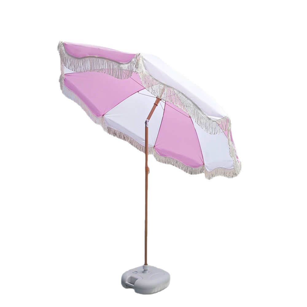 Outdoor Tassel Umbrella Seaside Vacation Beach Umbrella Sun Umbrella Outdoor Leisure Courtyard Sun Protection Camping Parasol Wholesale