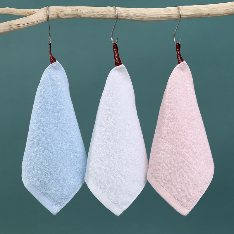 Kindergarten Special Mouth Wiping Kidsren's Square Towel Pure Cotton with Lanyard Pure Cotton Absorbent Hand Wiping Towel Pure Color Thickeneded