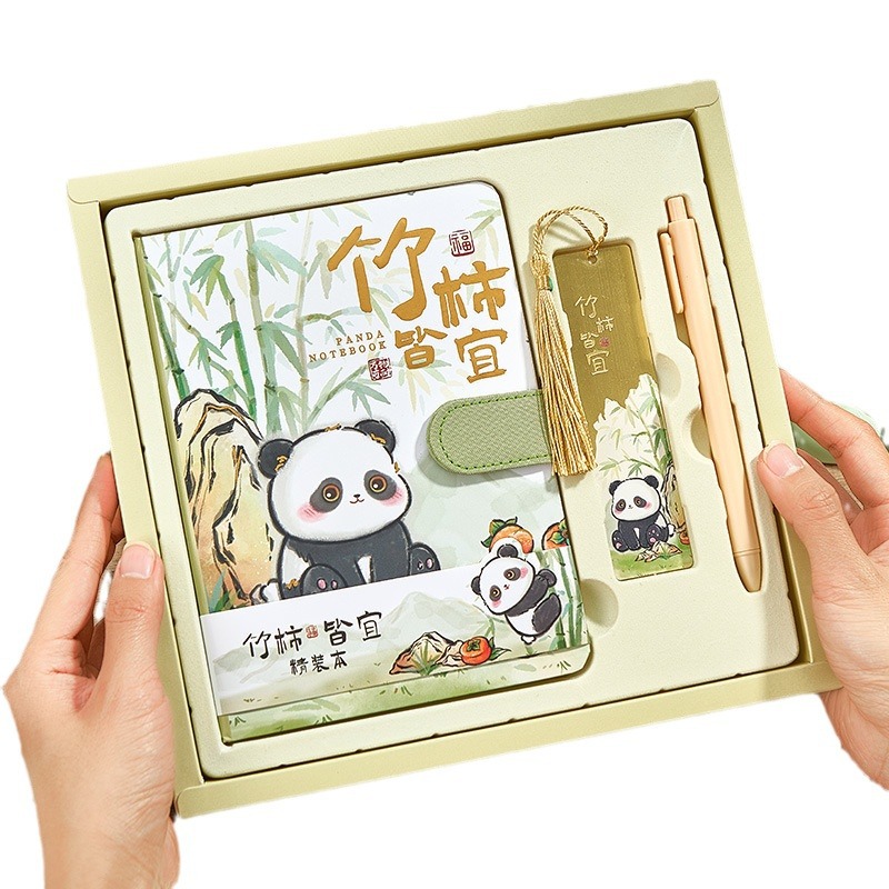 Orange panda hand book gift box Suit Girl's cute cartoon magnetic buckle notebook notebook notepad