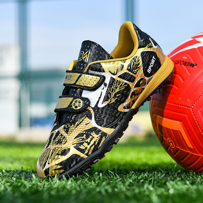 Football Shoes for Children and Teenagers Velcro Students Long Spikes Low-Top Professional Competition Sports Training Shoes Cross-Border