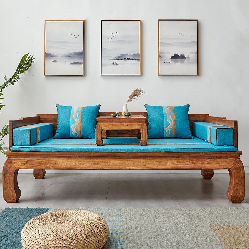 New Old Elm arhat bed living room push-pull dual-use sofa beauty bed solid wood small apartment combination bed