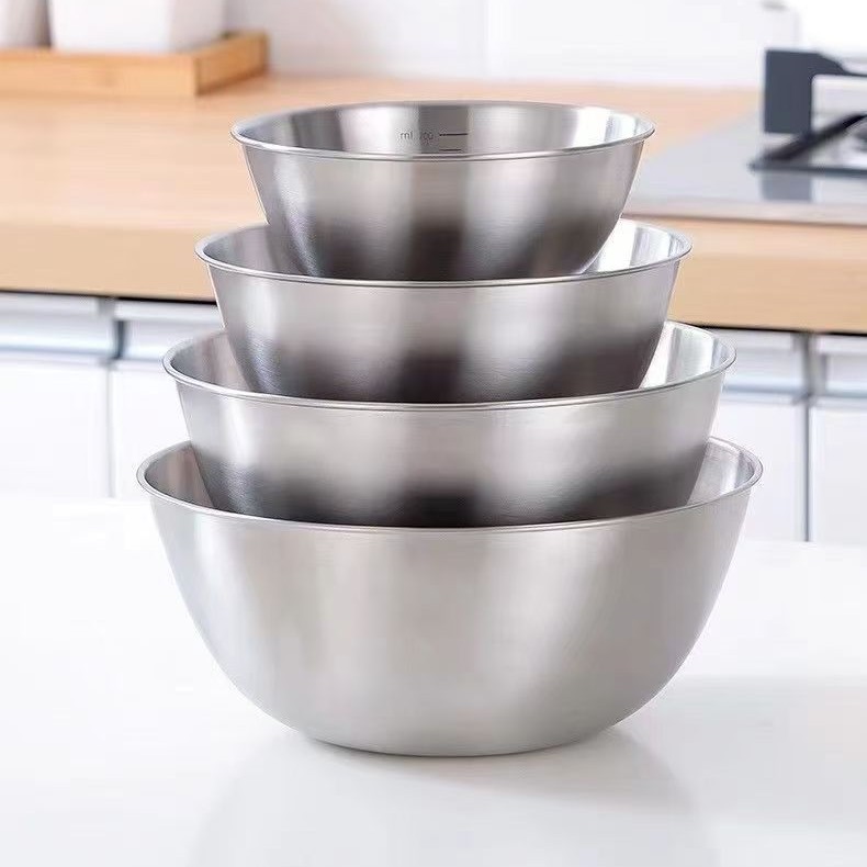 Thickened stainless steel salad bowl ramen bowl cooking basin Korean-style scale salad bowl egg and basin multi-purpose basin
