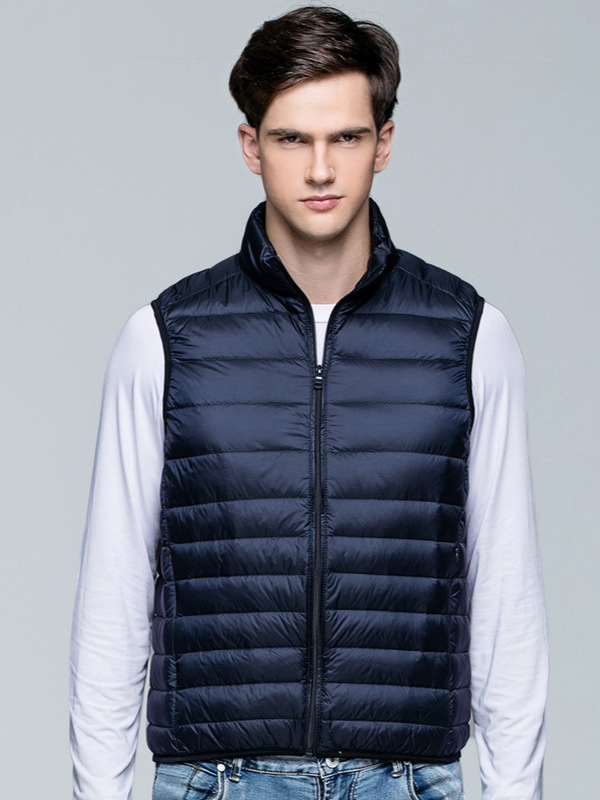 2024 Autumn and Winter New Lightweight down Vest Men's Stand Collar Men's Light White Duck down Vest Large Size Vest Trendy