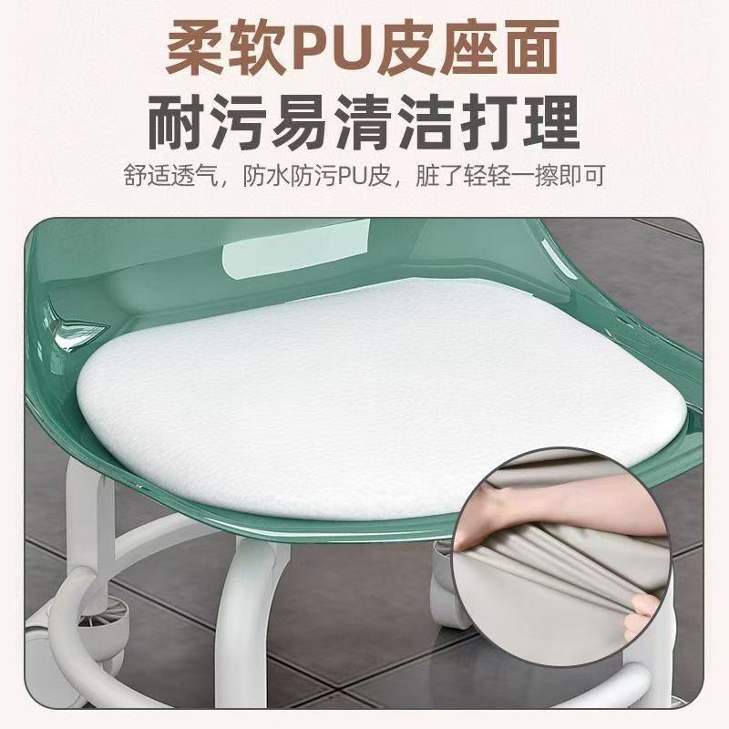 Acrylic Transparent Small Stool Silent with Universal Wheel Children's Toddler Bench Living Room Beautiful Seam Stool with Pulley Low Stool