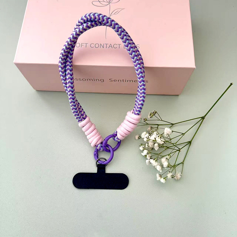 Super new fashion contrast color mobile phone lanyard mobile phone case pendant hand woven rope strong and durable wrist rope mobile phone chain