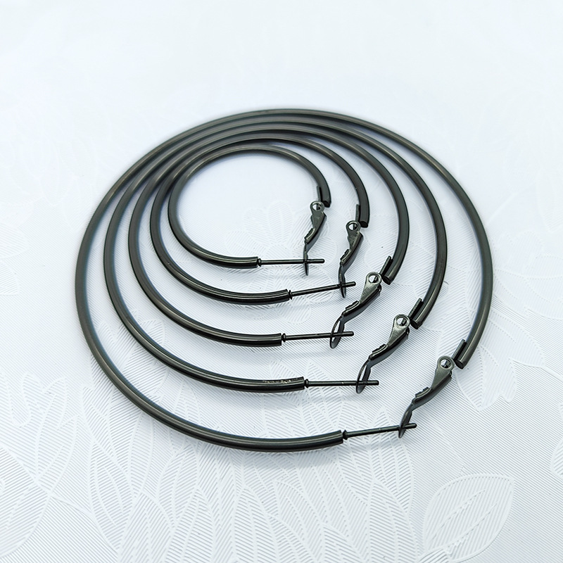 Cross-Border special for 316L stainless steel big circle earrings spring clip I-shaped shrimp bow buckle coil women's ear jewelry