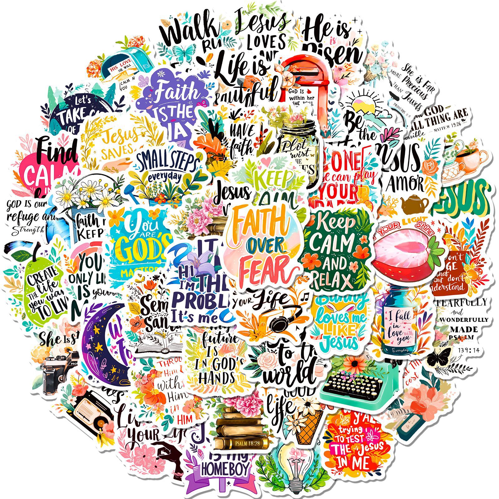 50 Sheds Retro Bible Graffiti Stickers Water Cup Luggage Guitar Scooter Outdoor Waterproof Decorative Text Stickers