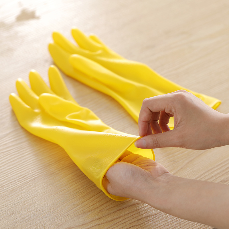 Beef Tendon Gloves Household Cleaning Kitchen Dishwashing Waterproof and Oil-Proof Household Gloves Extra Thickened and Long Durable PVC
