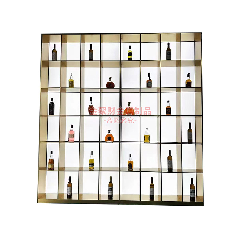 High-grade Stainless Steel Luminous Background Display Cabinet Household Metal Sideboard Bar Front Desk Acrylic Backlit Wine Cabinet