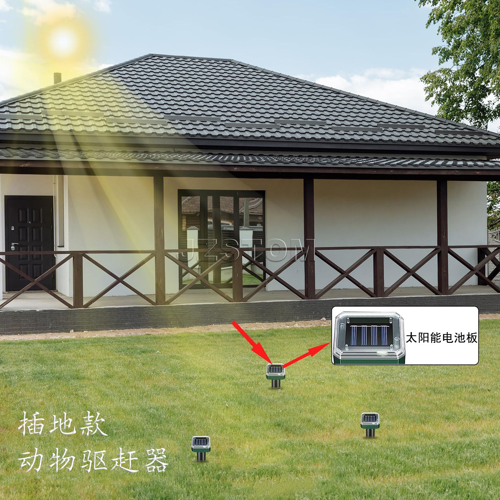 Cross-border solar energy rat repellent ultrasonic electronic snake repellent breeding garden insect repellent bird repellent garden lawn light