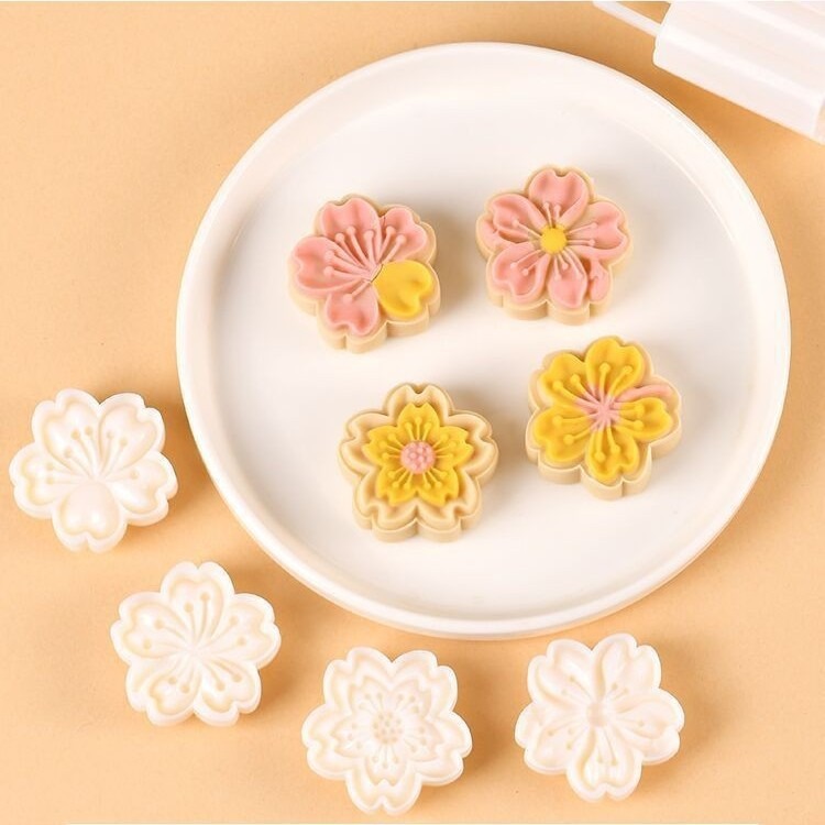 Mooncake Mold Hand-Pressed Household Pastry Embossed Ice Skin Baked Mung Bean Cake Pasta Snack New Cherry Blossom