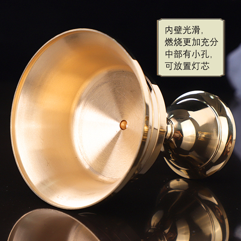 Factory wholesale brass butter lamp holder oil lamp base Buddha front supply lamp long lamp lamp lamp various sizes