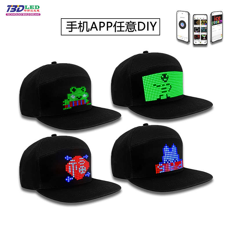 Cross-border LED hat advertising LED hat display Bluetooth APP send color led luminous hat