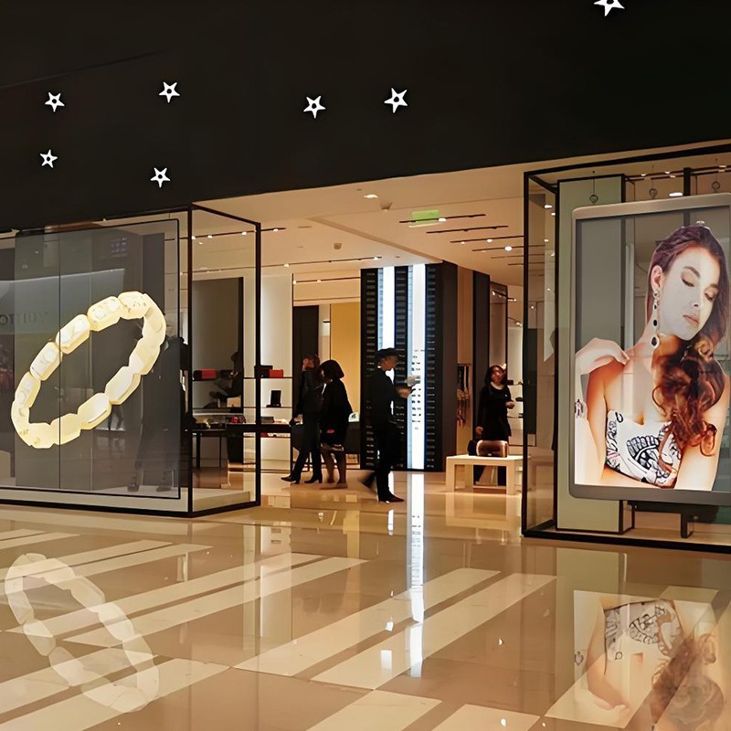 Lettermon LED Transparent Display Bar Mall Advertising HD Full Color P3.91 Grille Screen led Ice Screen
