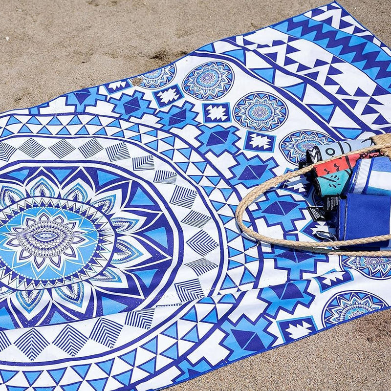 Factory Cross-Border Amazon Microfiber Printed Beach Towel Swimming Sports Bath Towel Towel Absorbs Water Quickly Customized Products