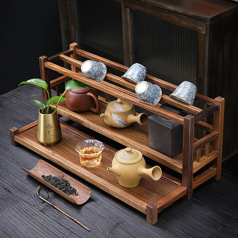 Чайный набор кунг-фу из пурпурной глины подставка для чайника домашний прием настольное хранение южноамериканский орех стенд хранения трехслойный однослойный