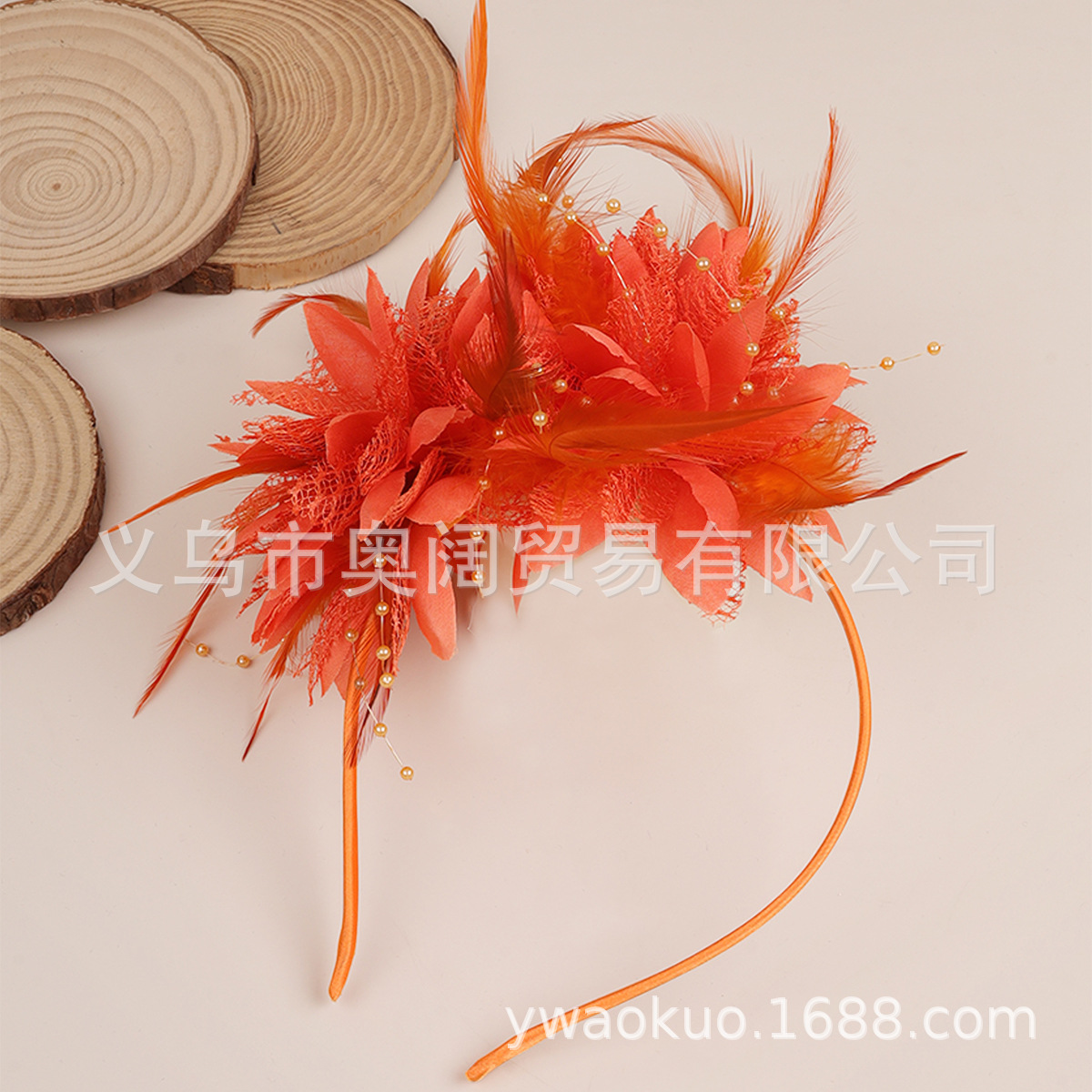 European and American Explosions Amazon Feather Headwear Bridal Mesh Hair Accessories Party Prom Topper Jockey Club Headband Hair Accessories