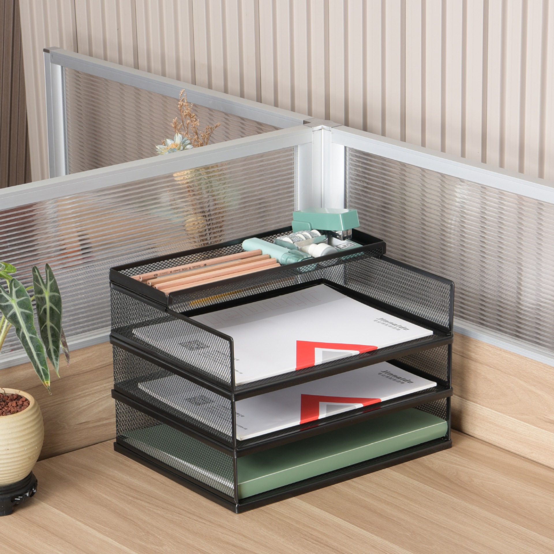 A4 Iron Stacked File Tray File Rack Multi-Layer Combination Stationery Office All-Metal Desk Desktop Tidy