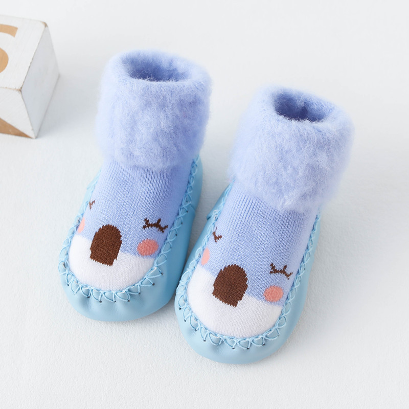 Baby shoes and socks soft bottom non-slip autumn and winter thickened fleece-lined warm socks newborn baby toddler socks shoes floor socks