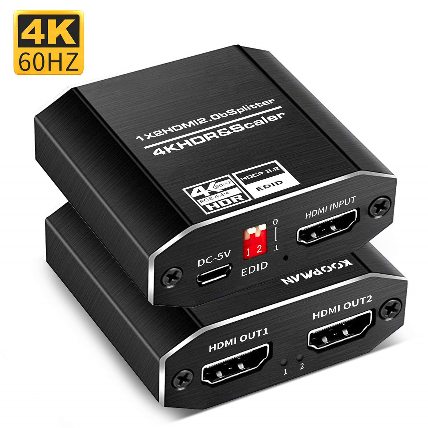 HDMI2.0 distributor 1 minute 2 1 in 2 out support Scaler4K60HZ with cracking HDCP2.34KHDR