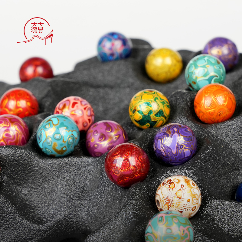Seven alley lacquer beads single beads loose beads 12 beads traditional rhinoceros leather lacquer craft jewelry bracelet diy with beads intangible heritage
