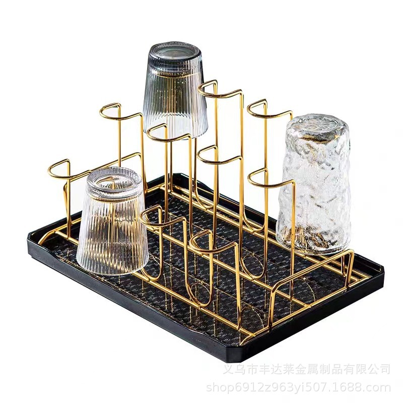 Source manufacturers produce metal products creative stainless steel teacup Cup storage rack golden plate storage rack