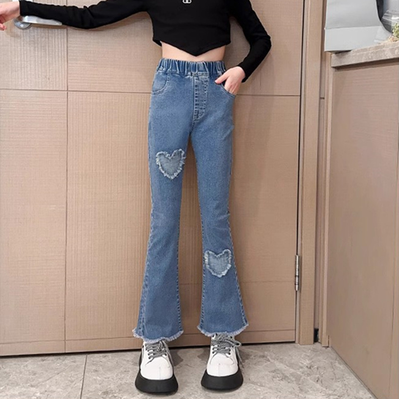 Girls' flared pants spring and autumn fashionable little girl's micro flared jeans fried street children's pants fashion wholesale