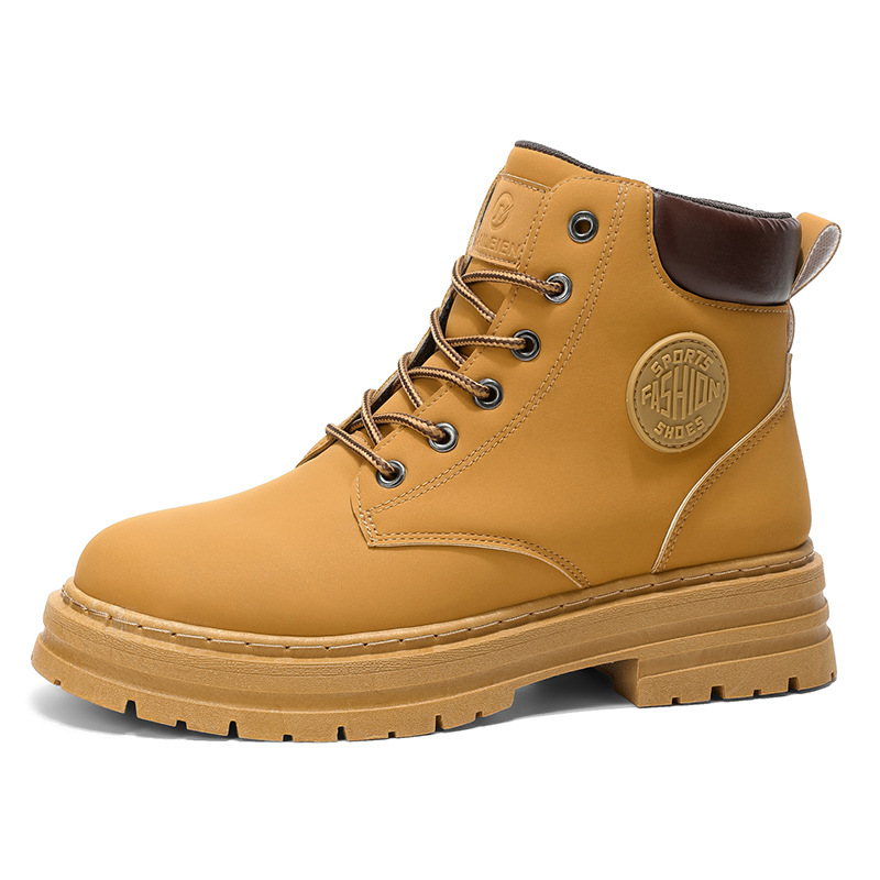 Rhubarb boots autumn and winter 2024 men's plus size martin boots tooling waterproof non-slip hiking shoes construction site labor protection shoes