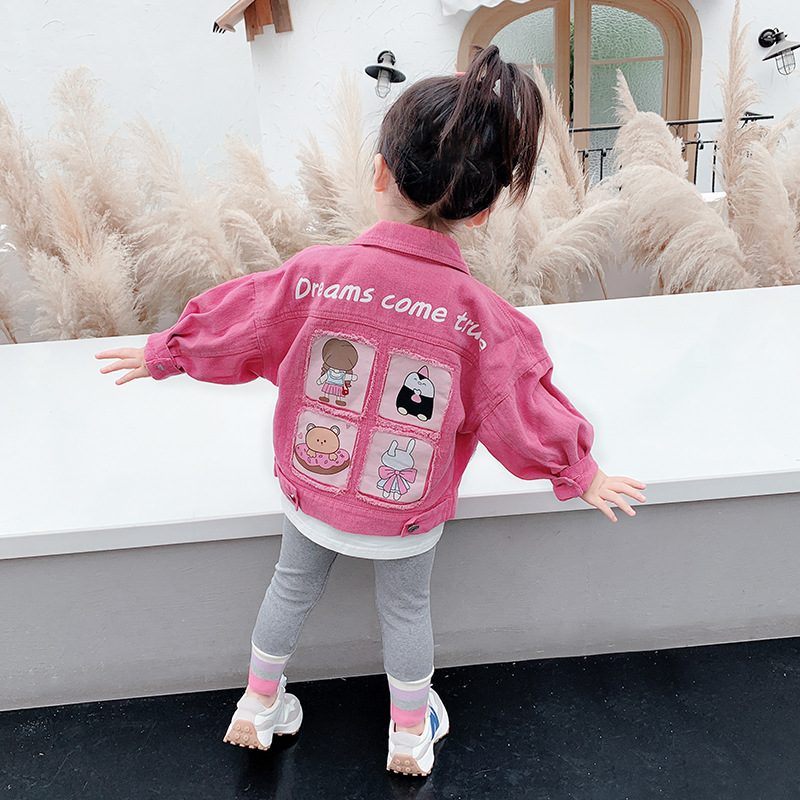 Girls' Denim Jacket, Fashionable Spring & Fall 2024 New Kidsren's Autumn Tops, Kidsren's Clothing, Baby Girl's Autumn Clothing