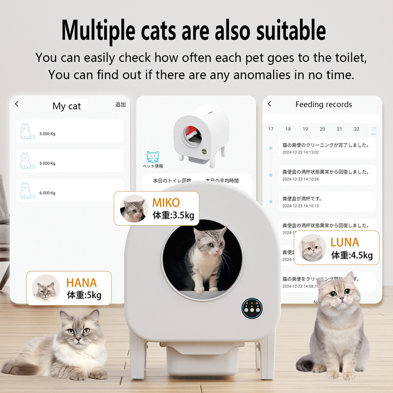 Smart Cat Litter Box, Large Capacity, Enclosed, Deodorizing, App Remote Control, Self-Cleaning, Intelligent Control