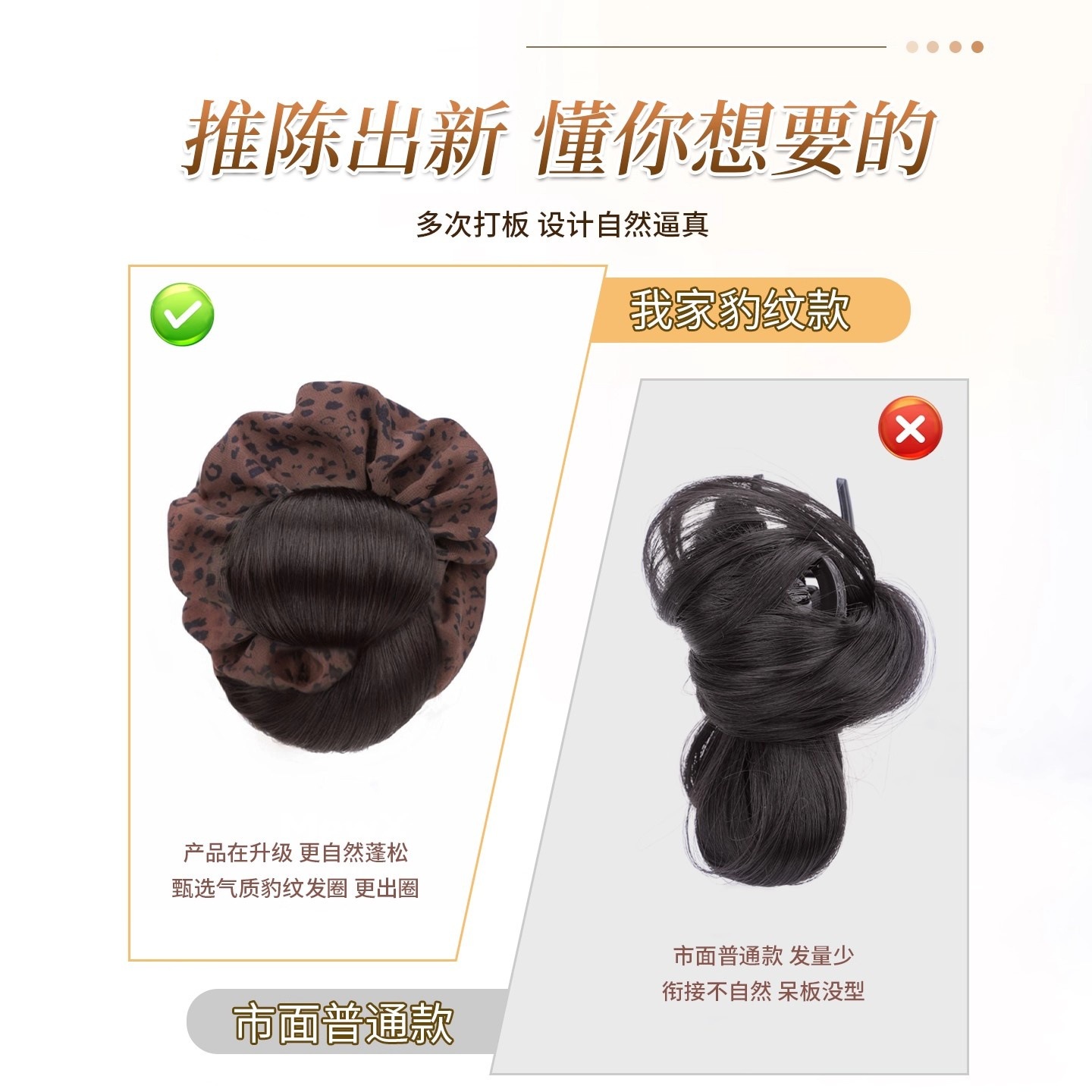 Bun Hairpiece Claw Clip Faux Hair Leopard Print Hair Tie Bun Natural Fluffy Updo Tool Low Bun Hairpiece