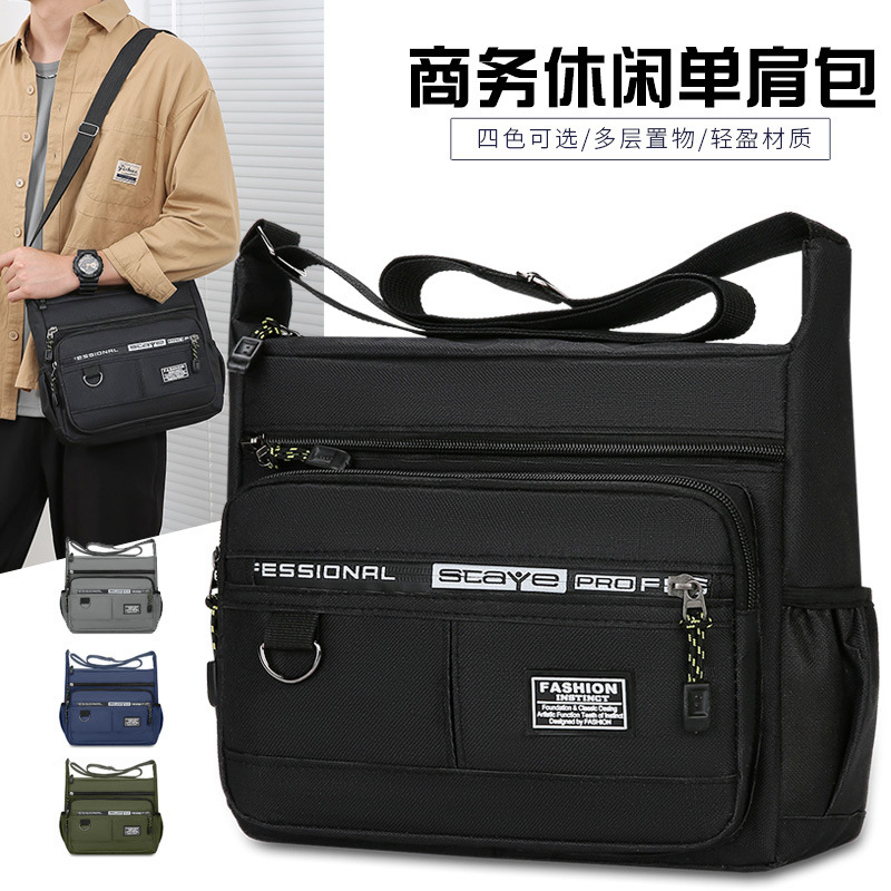 New Shoulder Bag Nylon Cloth Large Capacity Street Stall Hot Selling Crossbody Bag Business Casual Bag Men's Mobile Phone Bag Wholesale