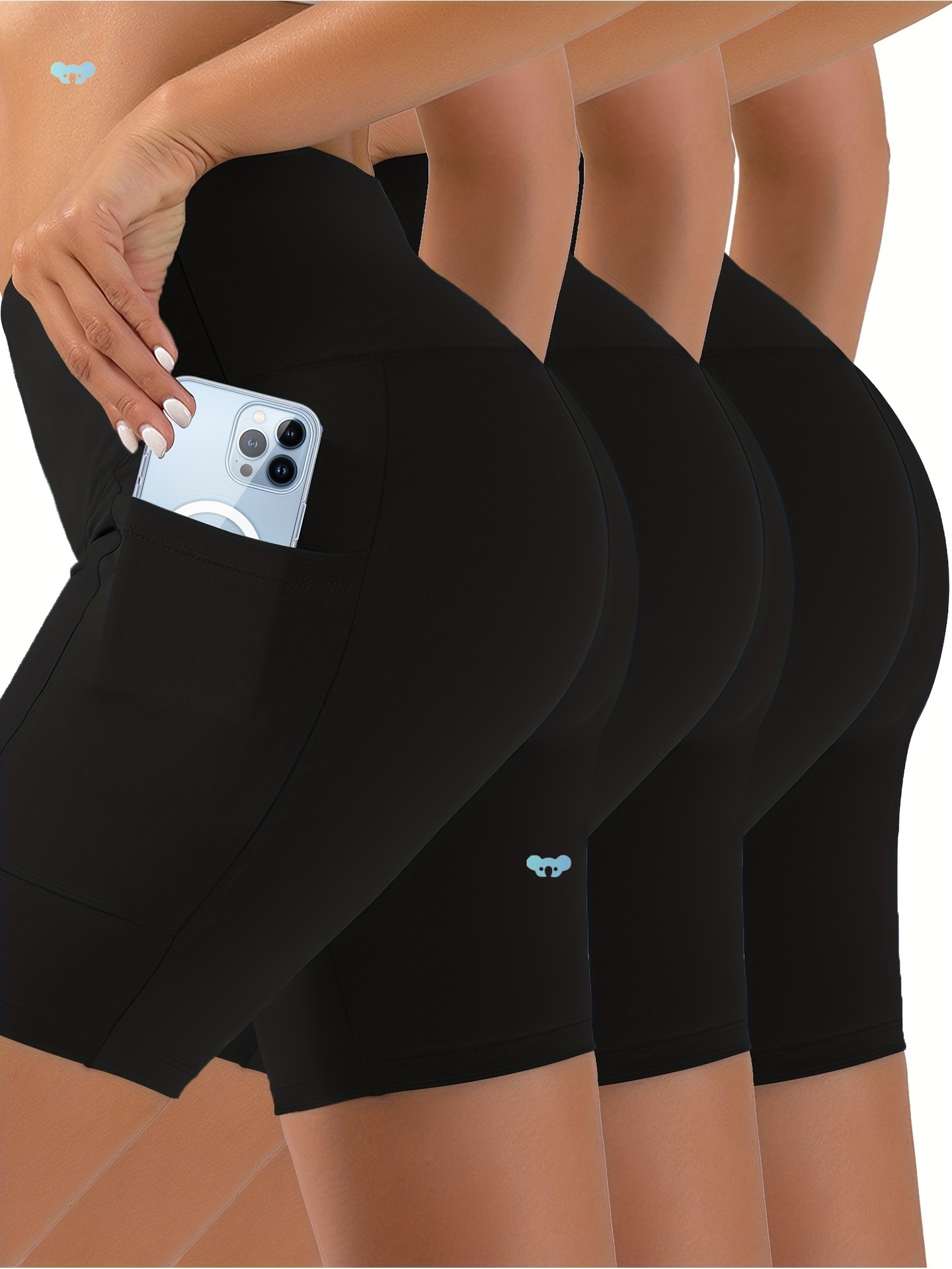 3 шт. элегантные шорты с боковыми карманами для женщин - мягкие