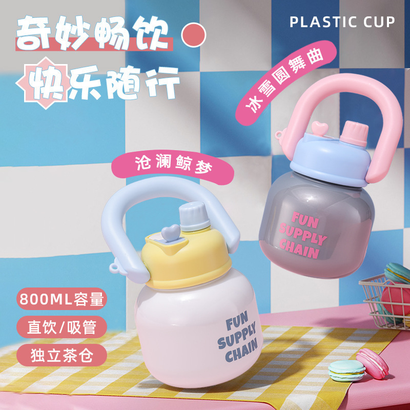 Чаша для воды для девочек, летняя соломинка, большая чаша, высокая ёмкость, термостойкая, милая пластиковая чаша для чая