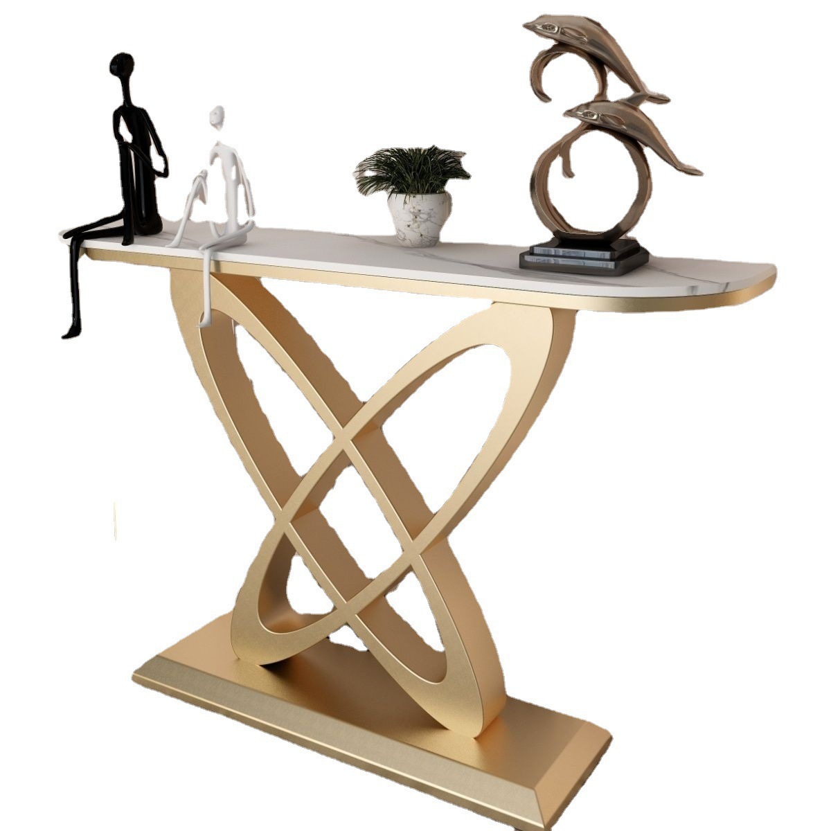 Italian-style light luxury Rock plate creative entrance table modern minimalist entrance corridor living room wall view entrance table