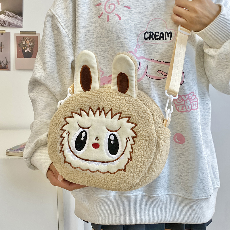 Manufacturer Wholesale Portable Doll Labubu Crossbody Bag Cartoon Backpack Doll Coin Plush Bag Children's Backpack