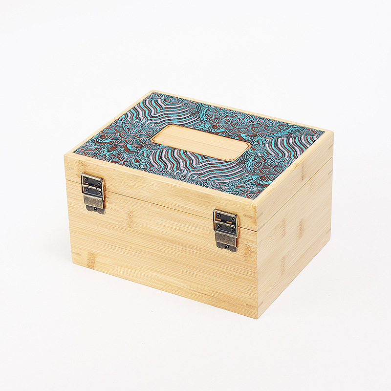 Yunjin Buckle Bamboo Box in stock Tea Set Building Gift Empty Box Purple Sand Pot Single Cup One Pot Four Cup Six Cup Packaging Box