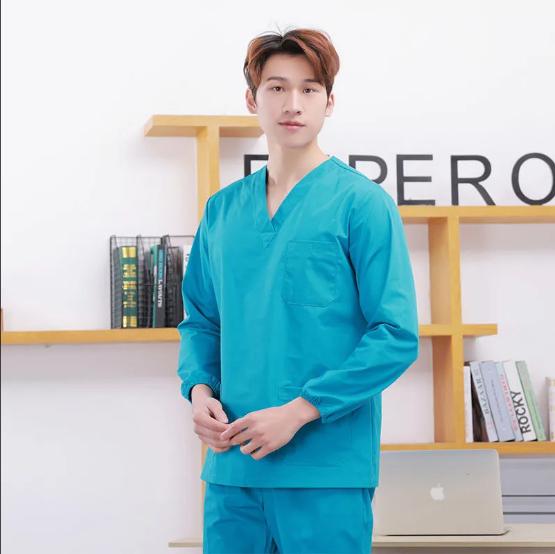 Hand Washing Clothes Split Set Hand Scrub Clothes Short-Sleeved Women's Surgical Clothes Men's Long-Sleeved Isolation Room Doctor Work Clothes Beauty Salon