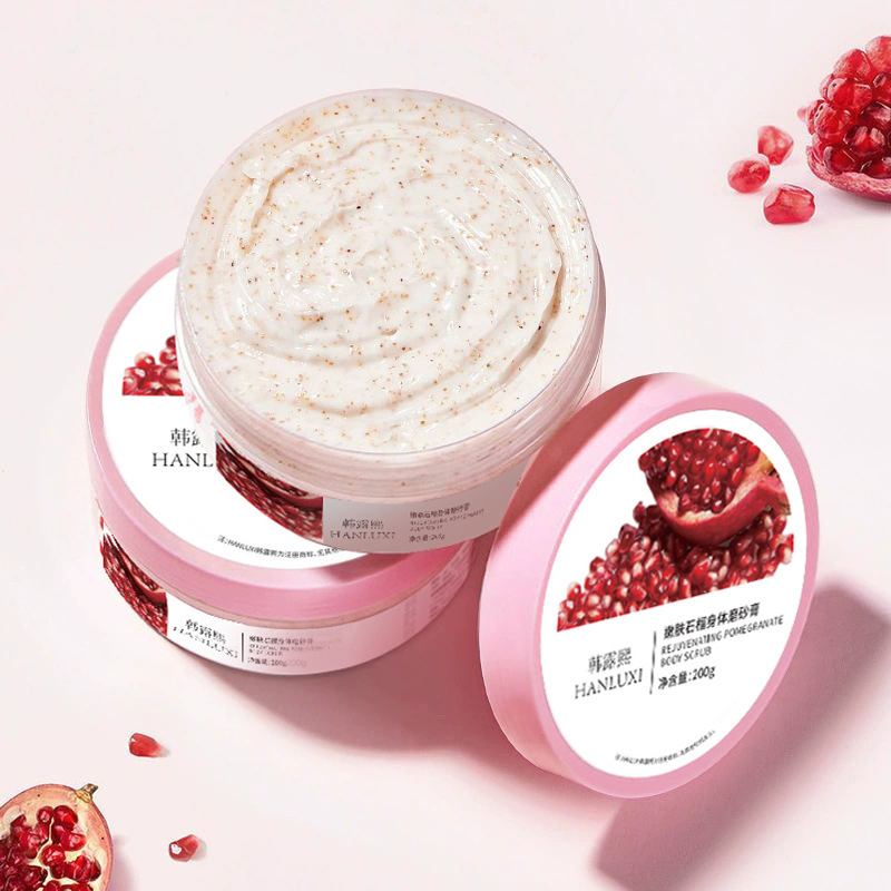 Han Luxi Pomegranate Seed Body Scrub Exfoliating and Exfoliating Chicken Skin Moisturizing Body Deep Cleansing Factory Wholesale