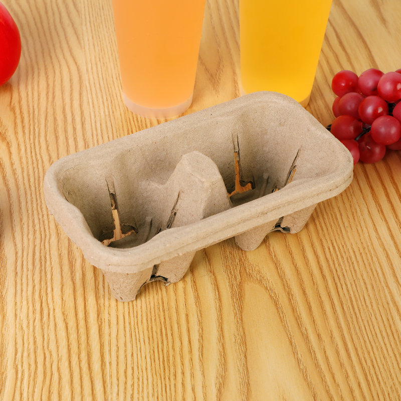 Disposable degradable pulp cup holder takeaway milk tea coffee cup holder base thickened single and double fat cup holder